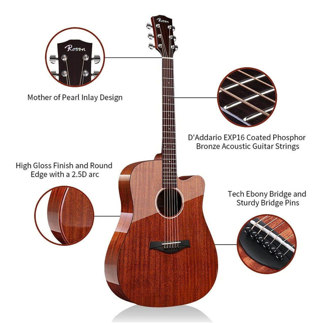 Đàn Guitar Acoustic Rosen G31DC - Việt Music
