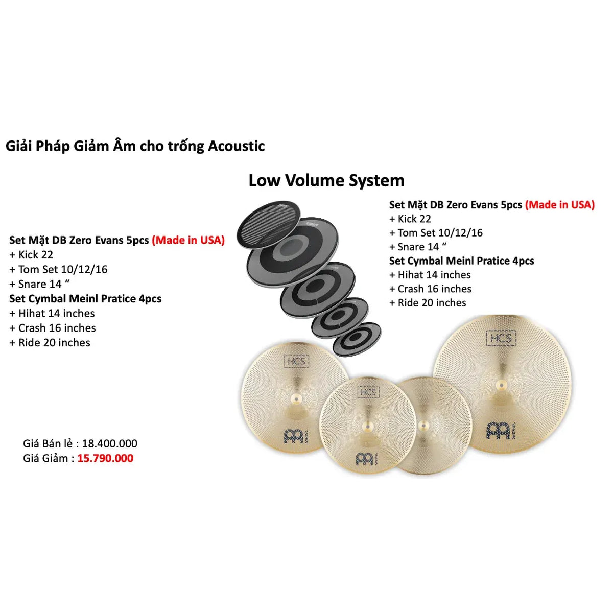 Bộ Cymbal Meinl HCS Practice Set - P-HCS141620 - Việt Music