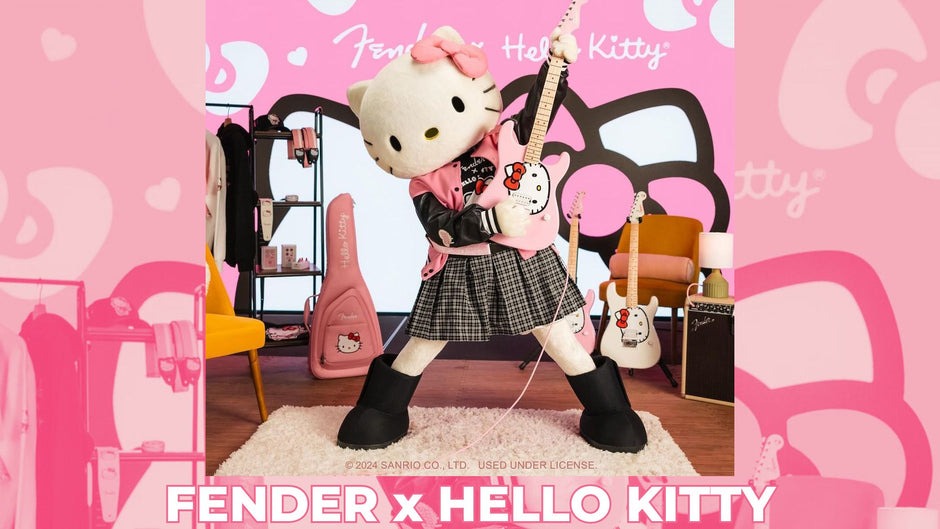 Đàn Guitar Điện Squier by Fender x Hello Kitty Stratocaster H, Maple Fingerboard, Pink