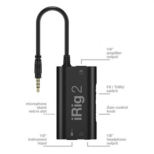 Thiết Bị Thu Âm IK Multimedia IRig 2 Guitar Interface For IOS and Mac - Việt Music