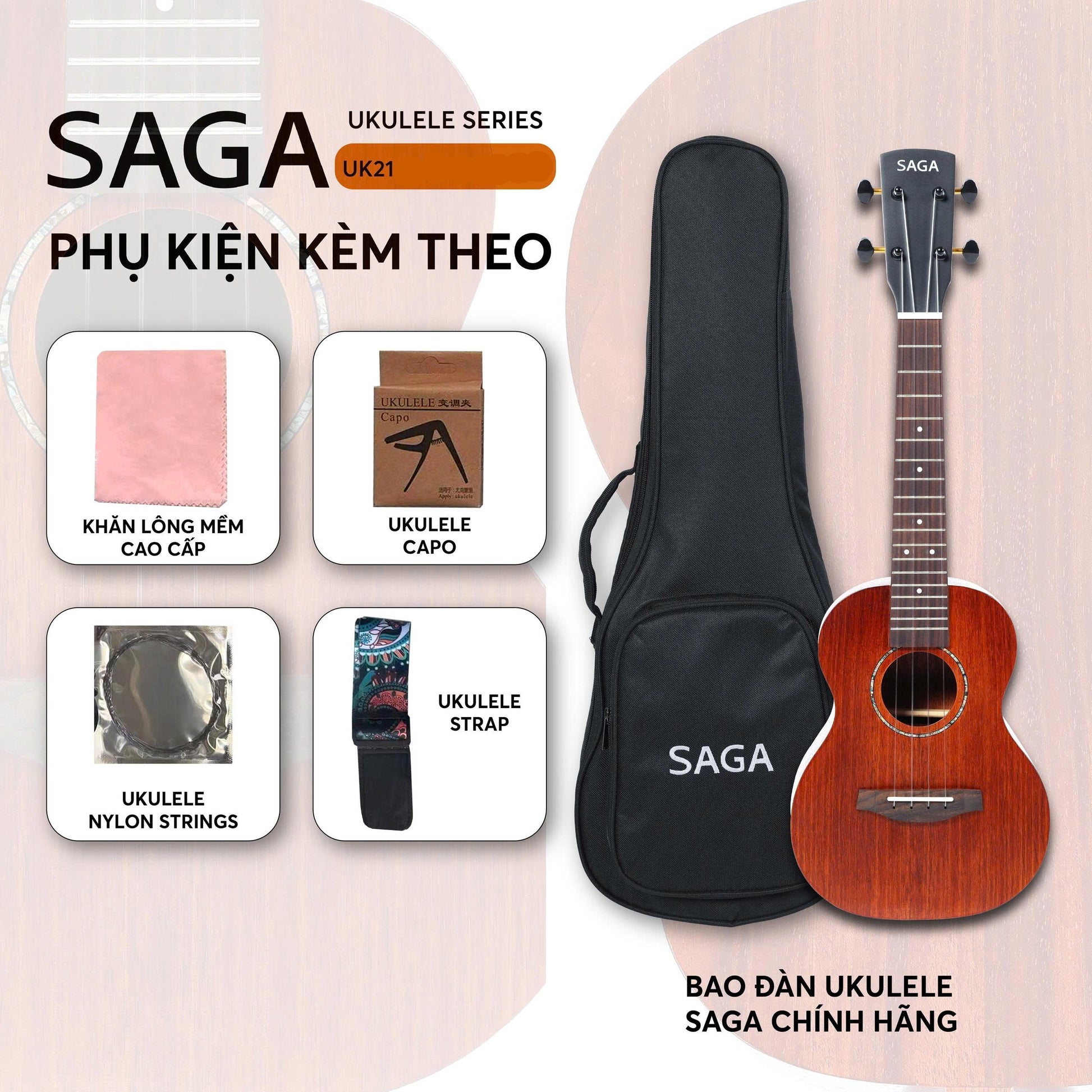 Đàn Ukulele Soprano Saga UK21 - Việt Music