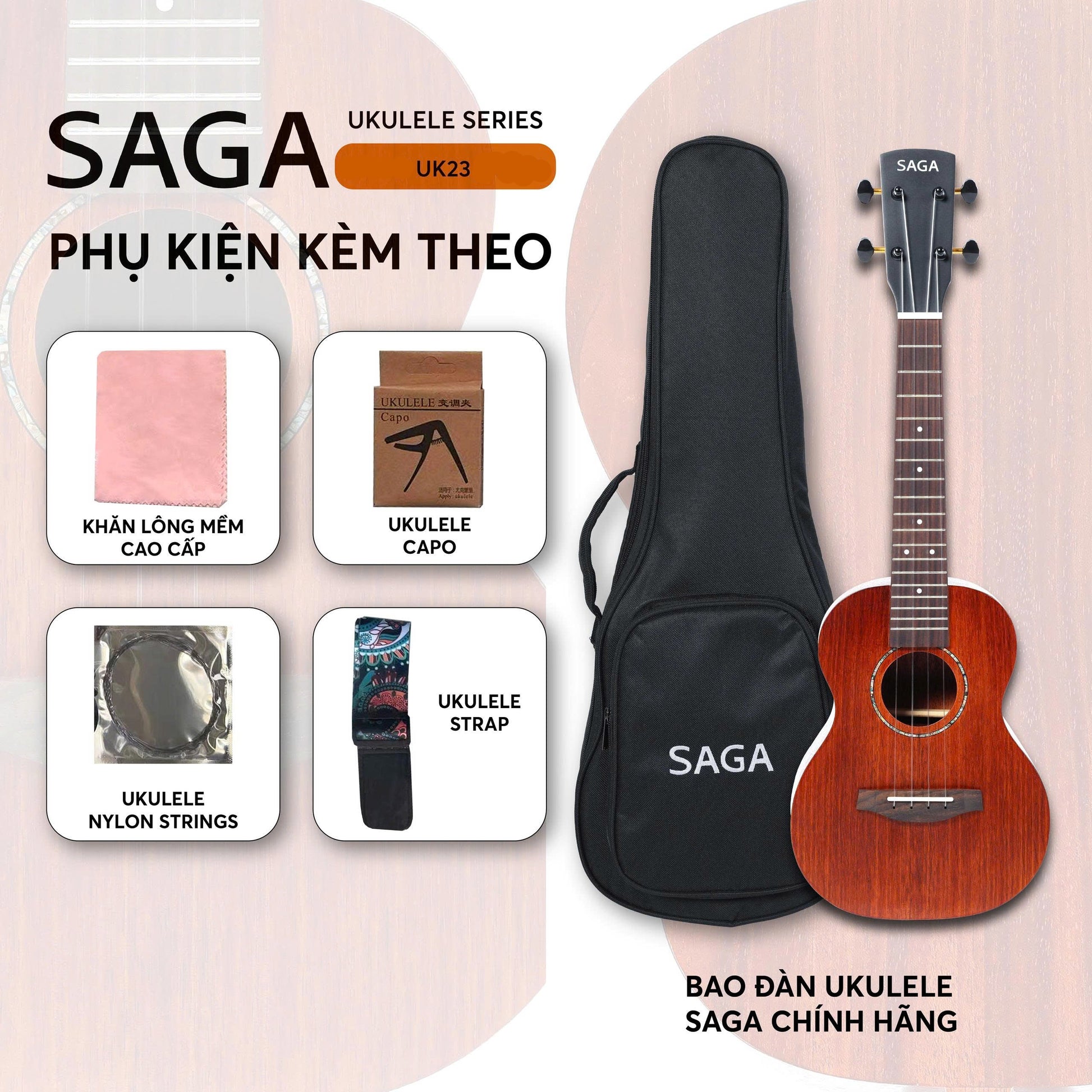 Đàn Ukulele Concert Saga UK23 - Việt Music