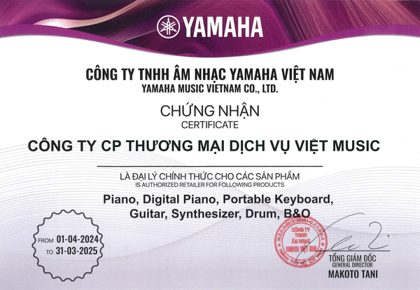 Giấy chứng nhận đại lý chính hãng Yamaha